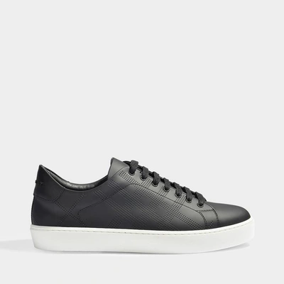 Shop Burberry | Westford Perforated Sneakers In Black Leather