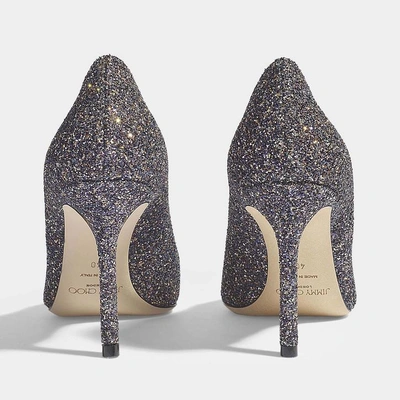 Shop Jimmy Choo | Romy 85 Glitter Pumps In Black Glitter Leather