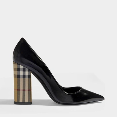 Shop Burberry | Dashwood Pointed Pumps In Black Smooth Calfskin And Cotton