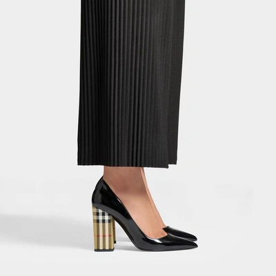 Shop Burberry | Dashwood Pointed Pumps In Black Smooth Calfskin And Cotton