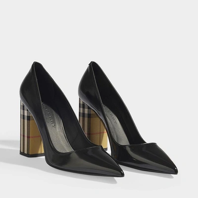 Shop Burberry | Dashwood Pointed Pumps In Black Smooth Calfskin And Cotton