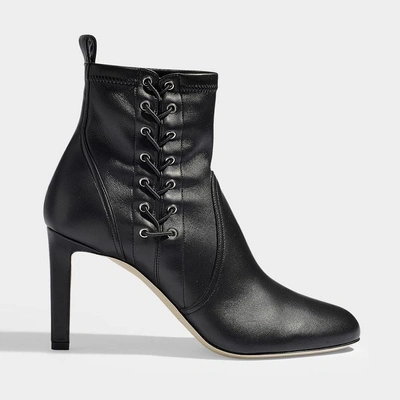 Shop Jimmy Choo | Mallory 85 Stretch Lace Up Boots In Black Stretch Nappa Leather