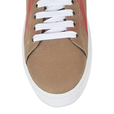 Shop Burberry Westford Check Lace Up Sneakers In Classic Check Cotton