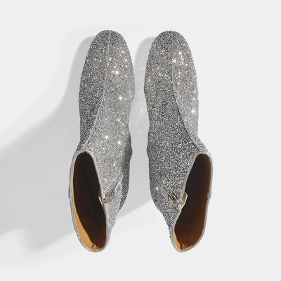 Shop Mansur Gavriel | Glitter Ankle Boots In Silver Glitter
