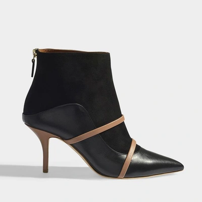 Shop Malone Souliers | Madison 70 Booties In Black And Nude Nappa Leather And Suede Leather