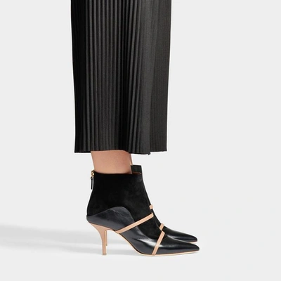 Shop Malone Souliers | Madison 70 Booties In Black And Nude Nappa Leather And Suede Leather