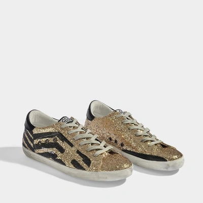 Shop Golden Goose Deluxe Brand | Glitter Superstar Sneakers In Gold Glitter Synthetic Material