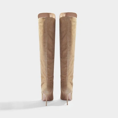 Shop Aquazzura | Gainsbourg 85 Boots In Taupe Suede Leather