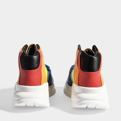 Shop Burberry | Regis Rainbow High-top Trainers In Multicolor Smooth Calfskin