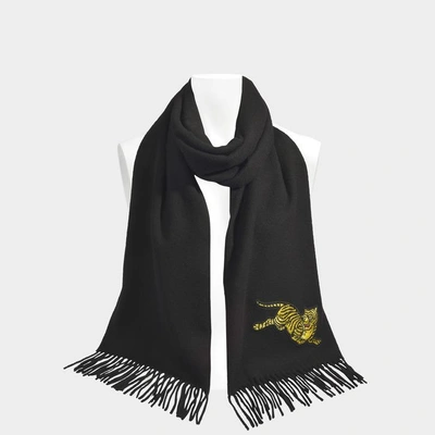 Shop Kenzo | Jumping Tiger 50x210 Stole In Jumping Tiger Black Wool