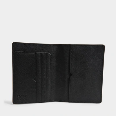 Shop Karl Lagerfeld | K/ikonik Passport Holder In Black Technical Saffiano