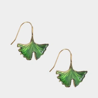 Shop Aurelie Bidermann Tangerine Earrings In Lacquered Green