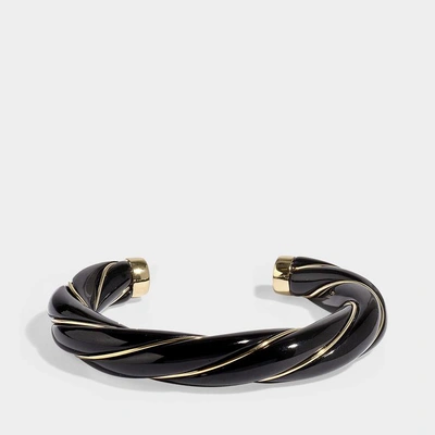 Shop Aurelie Bidermann Diana Twisted Bracelet In Black