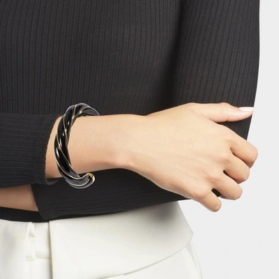 Shop Aurelie Bidermann Diana Twisted Bracelet In Black