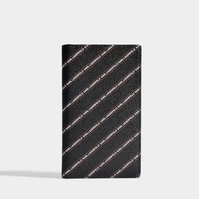 Shop Karl Lagerfeld | K/stripe Logo Travel Wallet In Black Pvc