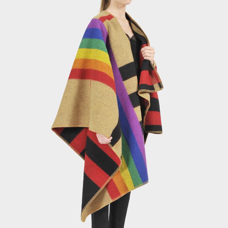 burberry rainbow wool vintage poncho