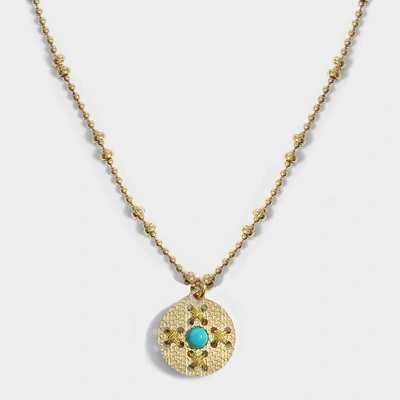 Shop Camille Enrico Parral Necklace With Turquoise In 24k Gold-plated Brass