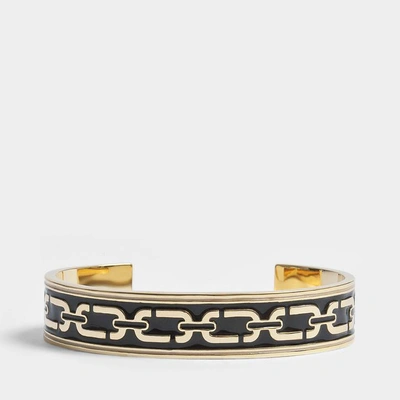 Shop Marc Jacobs Double J Enamel Printed Chain Cuff Bracelet In Black Enamel - Jewelry Us