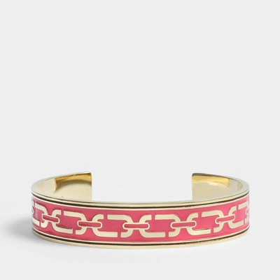 Shop Marc Jacobs Double J Enamel Printed Chain Cuff Bracelet In Pink Enamel - Jewelry Us