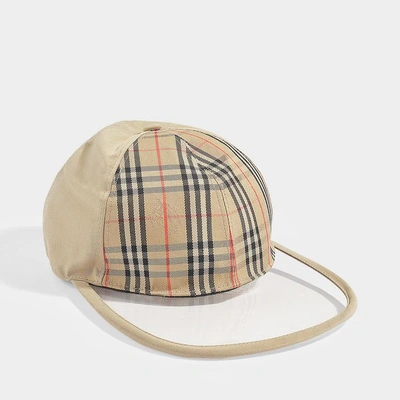 Shop Burberry | 1983 Check Baseball Cap In Dark Sand Cotton And Clear Pvc