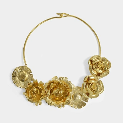 Shop Aurelie Bidermann Selena Necklace With Flowers In Metallic