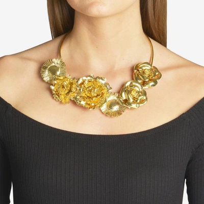 Shop Aurelie Bidermann Selena Necklace With Flowers In Metallic