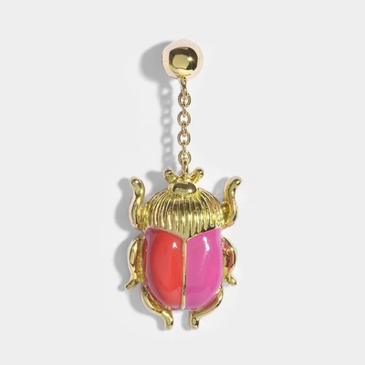 Shop Aurelie Bidermann | Elvira Scarab Earrings In Red And Pink