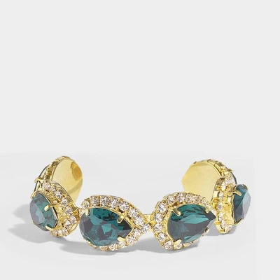 Shop Shourouk | Vendôme Emerald Bracelet In Gold Plated Brass And Crystals