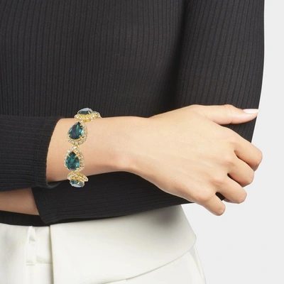 Shop Shourouk | Vendôme Emerald Bracelet In Gold Plated Brass And Crystals