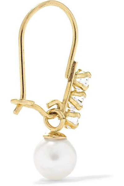 Shop Loren Stewart Lucille 14-karat Gold, Cubic Zirconia And Pearl Earrings