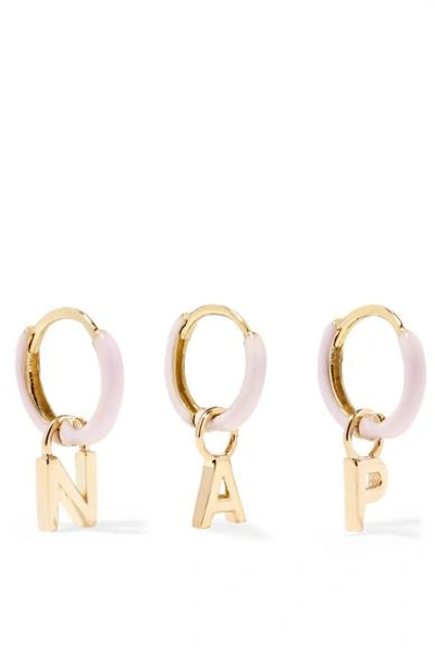 Shop Alison Lou Huggy 14-karat Gold Enamel Hoop Earring