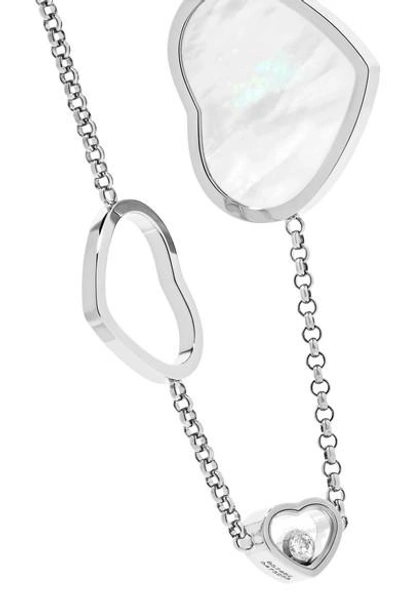 Shop Chopard Happy Hearts 18-karat White Gold, Diamond And Mother-of-pearl Bracelet