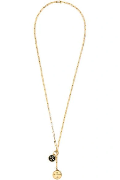 Shop Foundrae Dream Annex 18-karat Gold, Diamond And Enamel Necklace