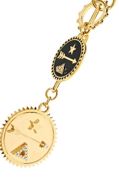 Shop Foundrae Dream Annex 18-karat Gold, Diamond And Enamel Necklace