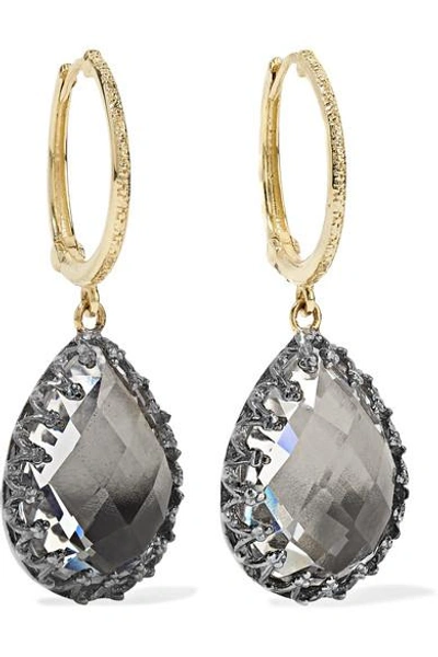 Shop Larkspur & Hawk Lady Jane Small 14-karat Gold And Rhodium-dipped Quartz Earrings