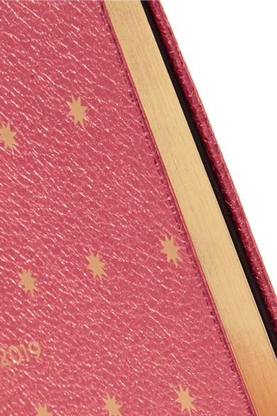 Shop Smythson Soho 2019 Metallic Textured-leather Diary In Pink