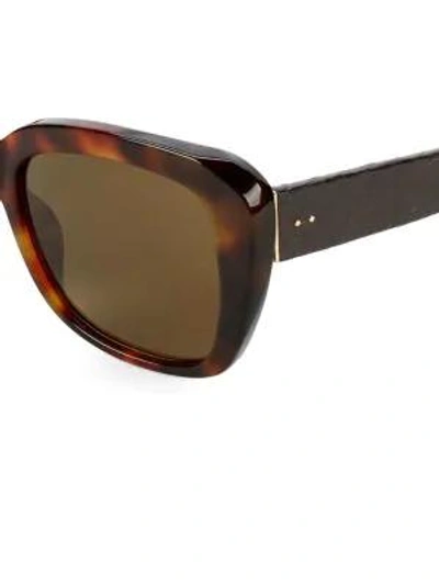 Shop Linda Farrow Luxe Snake-embossed Arm 57mm Square Sunglasses In Tortoise Shell