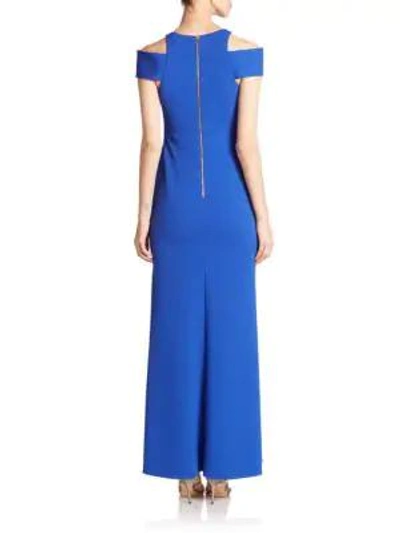 Shop Abs By Allen Schwartz Cut-out Crepe Gown In Midnight Blue