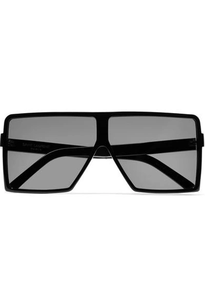 Shop Saint Laurent Betty D-frame Acetate Sunglasses In Black