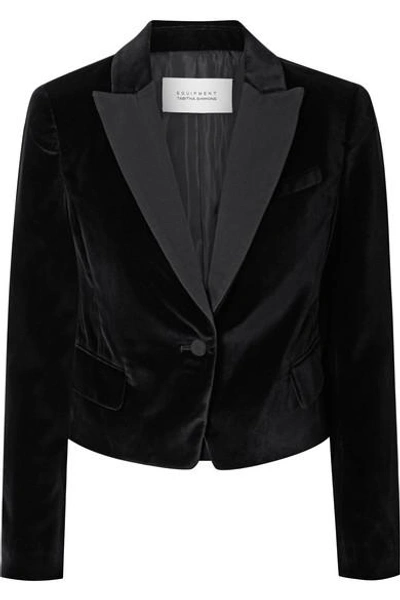Shop Equipment + Tabitha Simmons Bourlet Faille-trimmed Cotton-velvet Blazer In Black