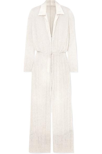white silk jumpsuit