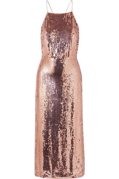 Shop Jason Wu Open-back Sequined Georgette Midi Dress In Pink