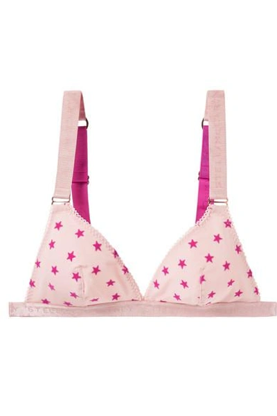Shop Stella Mccartney Betty Twinkling Flocked Mesh Soft-cup Triangle Bra In Baby Pink
