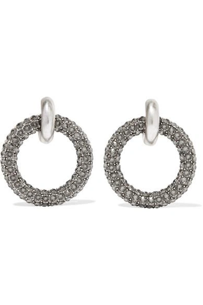 Shop Balenciaga Palladium-tone Crystal Earrings In Silver