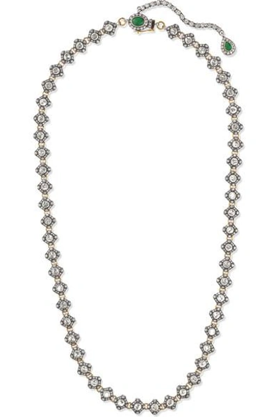 Shop Amrapali 18-karat Gold, Sterling Silver, Diamond And Emerald Necklace