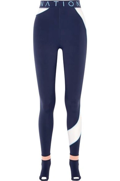 Shop P.e Nation The Speedwork Paneled Stretch Leggings In Navy
