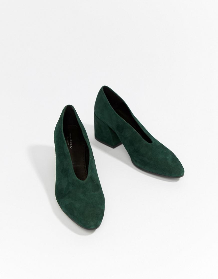 Vagabond Olivia Pointed Block Heel Suede Shoes - Green | ModeSens