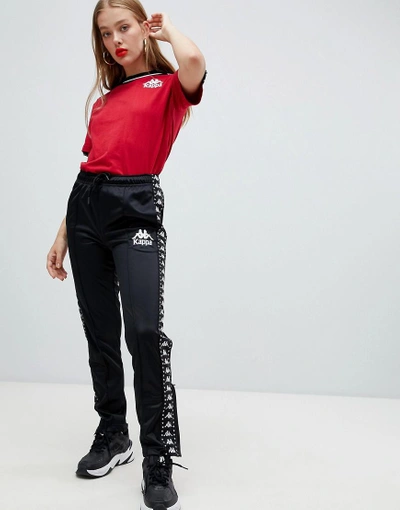 modtage stribe forfølgelse Kappa Popper Tracksuit Pant With Back Logo And Banda Logo Taping - Black |  ModeSens