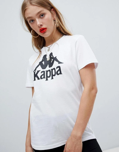 Shop Kappa Relaxed T-shirt With Front Logo - White