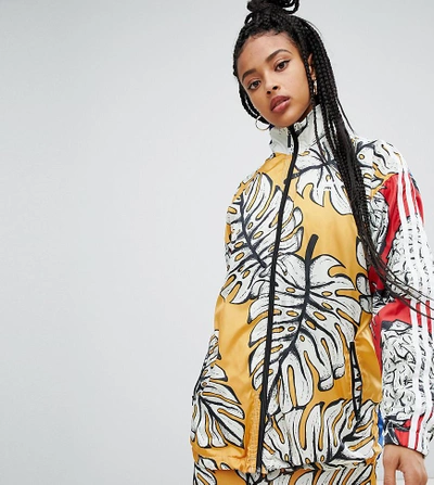 Adidas Originals X Farm Three Stripe Track Jacket In Pineapple Print -  Multi | ModeSens